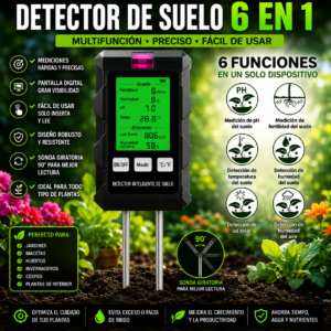 Medidor de pH de suelo 6 en 1