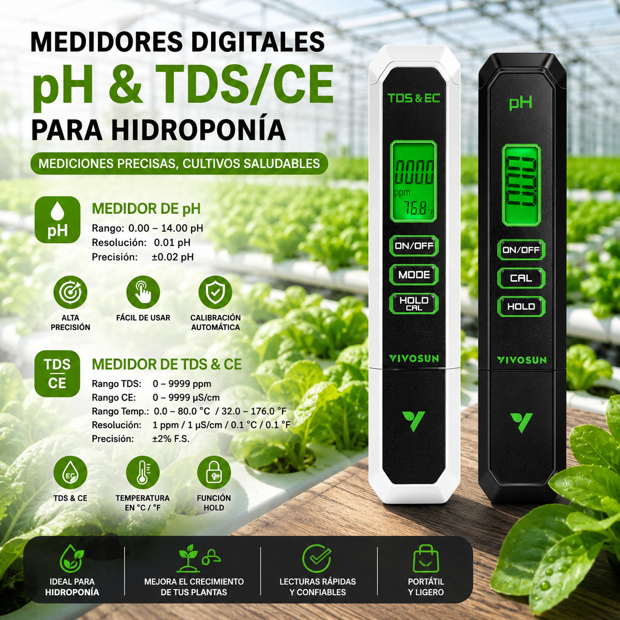 Medidores de pH y EC 4 en 1