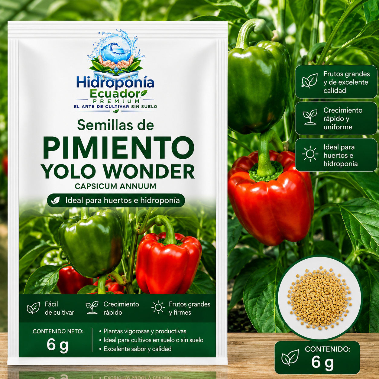 Semillas de pimiento Yolo Wonder